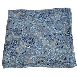 Lands End NEW Queen Blue Paisley 100% Cotton Flannel Duvet Cover Made Portugal